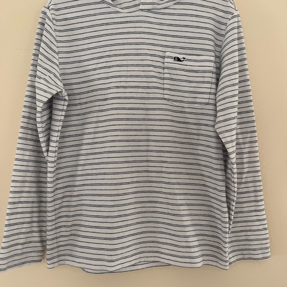 Vineyard Vines boys Long Sleeve Shirt - White and Black Stripes